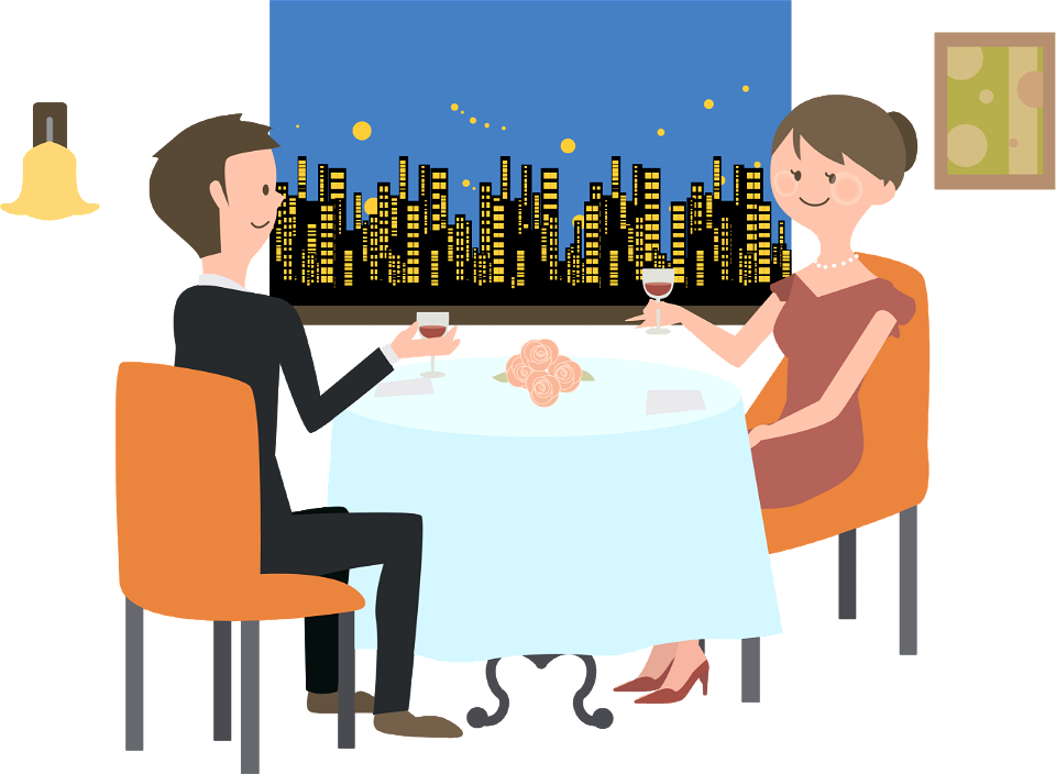 Couple dating in restaurant