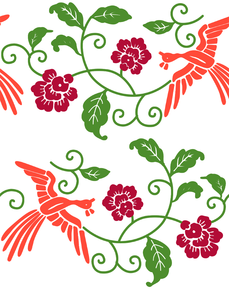Fenghuang bird plant background