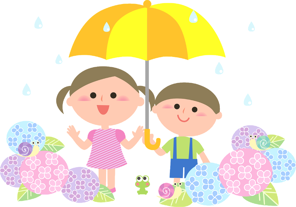 Rain children umbrella hydrangea