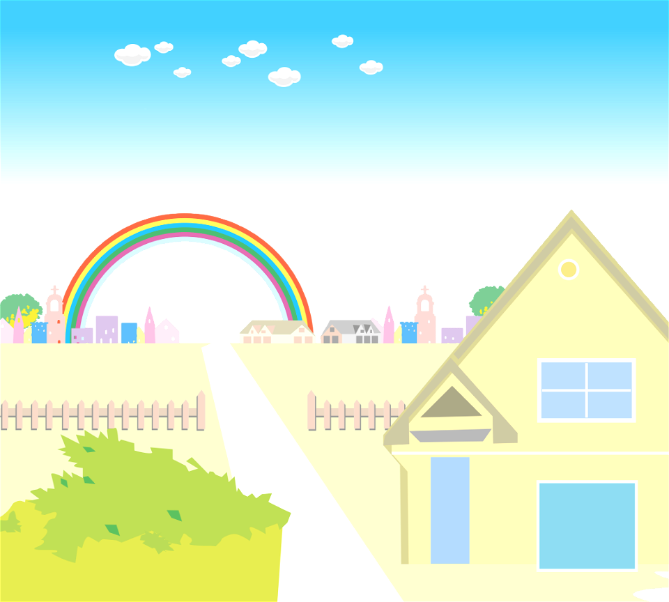 Rainbow above town