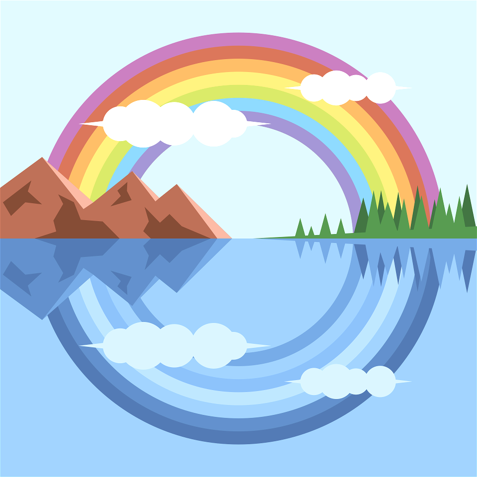 Rainbow lake reflection