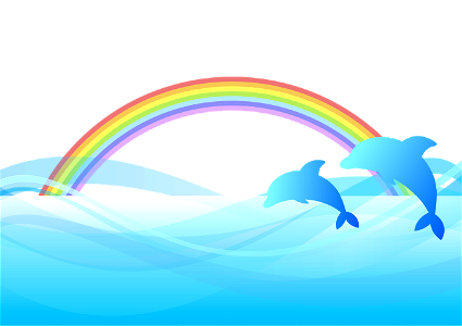 Rainbow with dolphins