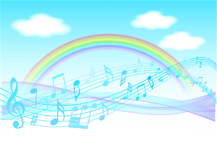 Rainbow with musical notes