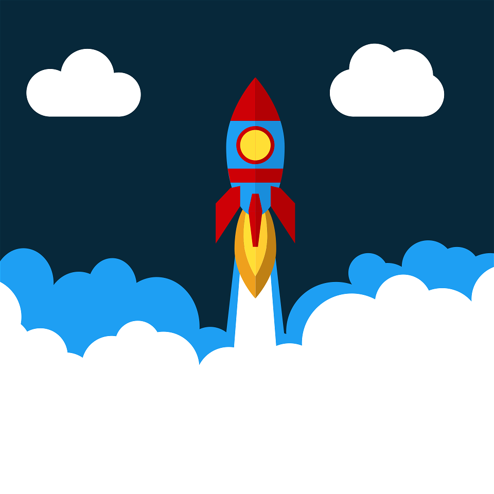Rocket in clouds
