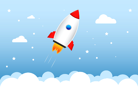Rocket in clouds
