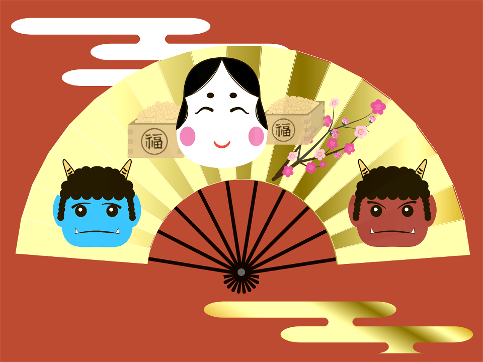 Setsubun folding fan