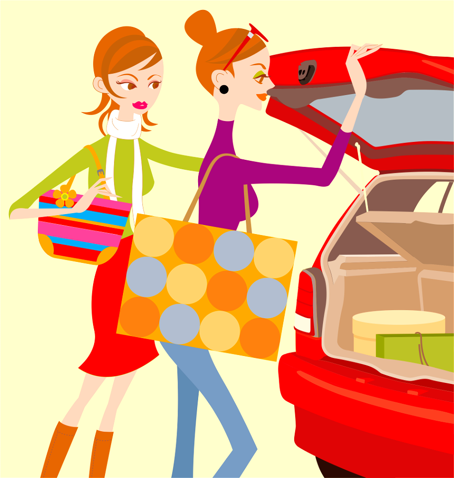 Shopping women and car