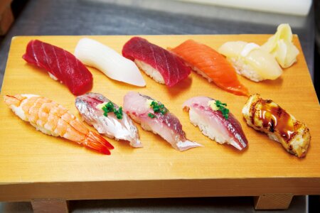 Japanese seafood sushi roll photo