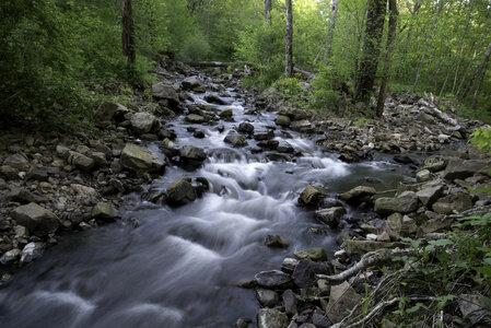 Time-Lapse of the flowing river rapids in Baxter's Hollow, Wisconsin photo