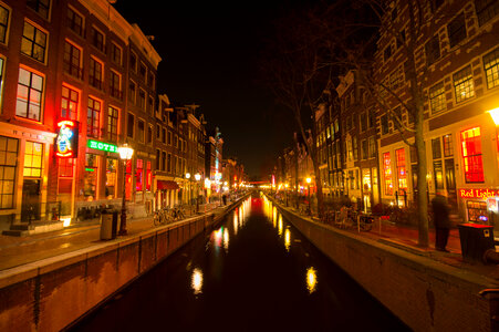 Amsterdam at night lighted up in the Netherlands photo