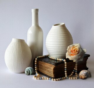 Ceramic white flower vase photo