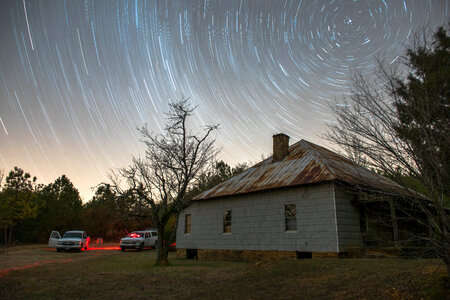Star Trails above the house in Alabama photo