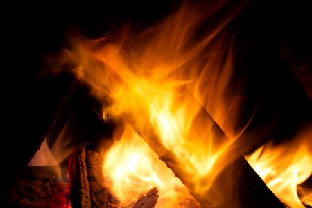 Burning campfire fireplace photo