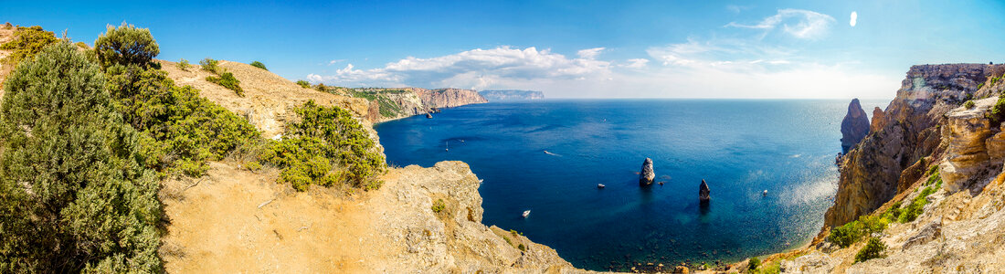 Overlook panoramic landscape of cliffs and seaside