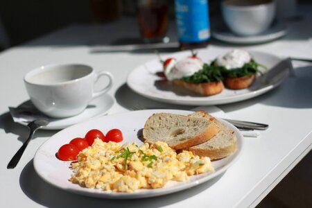 Canteen or in front of egg scrambled eggs