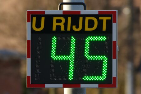 Road safety road sign speed registration