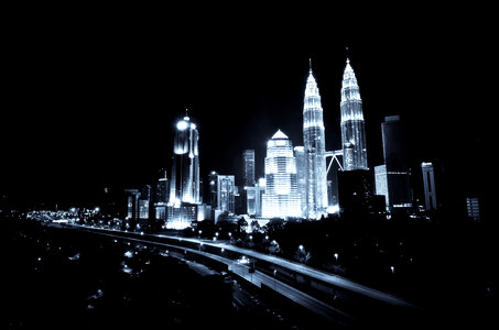 Downtown cityscape of Kuala Lumpur at night in Malaysia photo