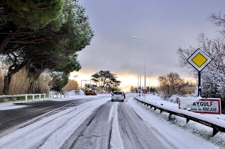 France Highway During Snow Storm