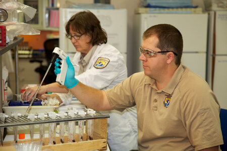 Scientists at Lower Columbia River Fish Health Center-2 photo