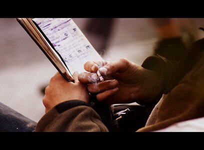 Hands homeless man