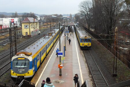 Trains at the railway station photo