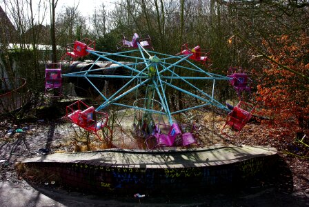 Kiddie Ride at Abandoned Amusement Park in Dadizele, Belgium photo