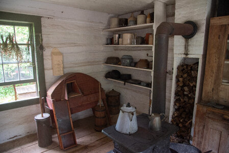 Furnace, pots and tea kettles at Old World Wisconsin photo
