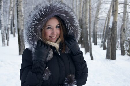 Snow person forest photo