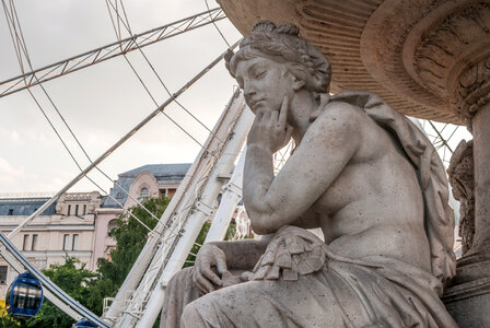 Budapest city Statue of women thinking in Hungary