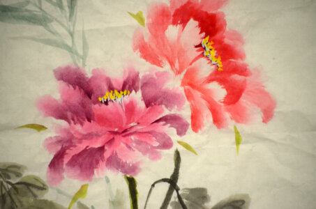 Brush strokes of a painted flower