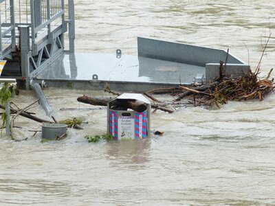 Danube bank of the danube flooded photo