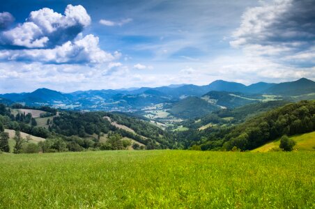 Austria Alps Mountains Village Landscape Valley photo