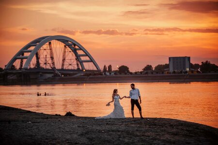 Wedding Dress beach sunset photo