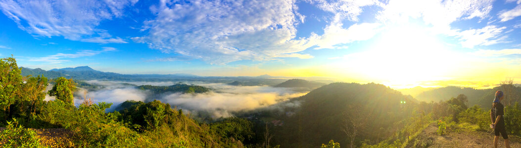 Sunset over the hills and clouds in Malaysia