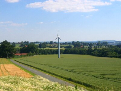 Scenic landscape windmill photo