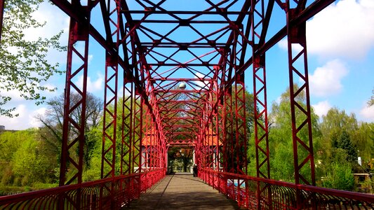 Passage red pedestrian bridge photo