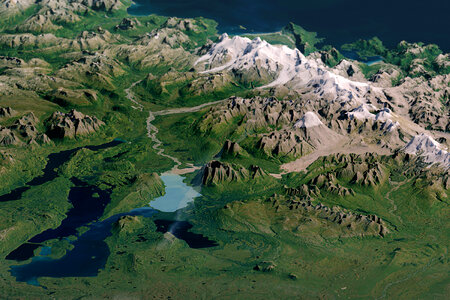 Topographical Map of Katmai National Park, Alaska
