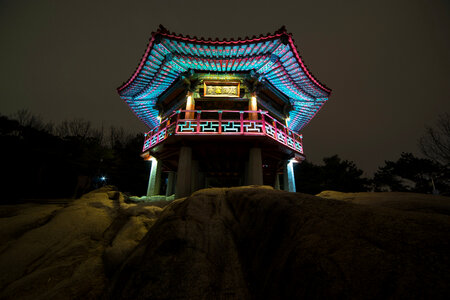 Temple in Seoul, South Korea at night photo