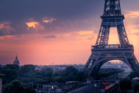 Sunset in Paris, France photo