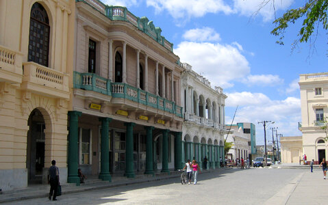 Buildings in the street of Santa Clara, Cuba photo