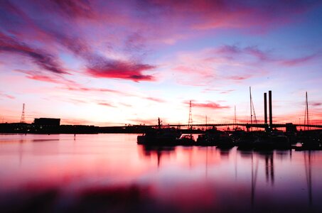 Boat dock dusk photo