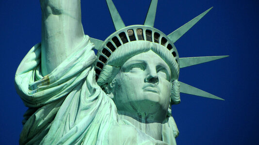 Face of the Statue of Liberty in New York photo