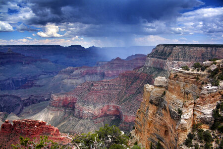 Landscape and rain clouds at Grand Canyon National Park, Arizona photo