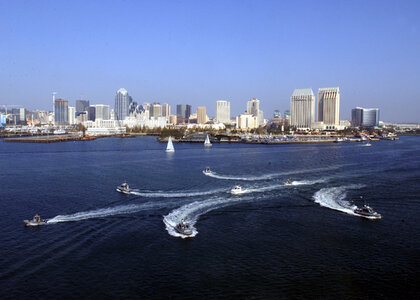 Boat Patrol, transit in formation through the San Diego Harbor photo