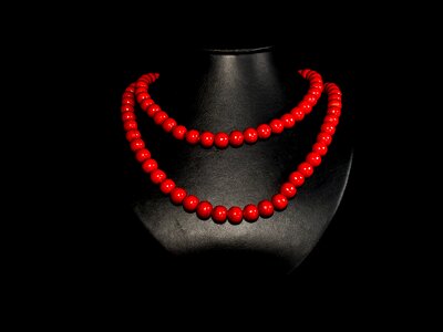 Wood pearl necklace red jewellery decoration photo