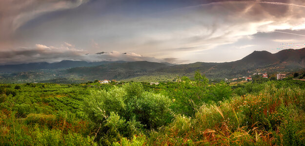 Great landscape with mountains in the distance on Crete. photo