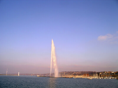 Fountain on Lake Geneva photo