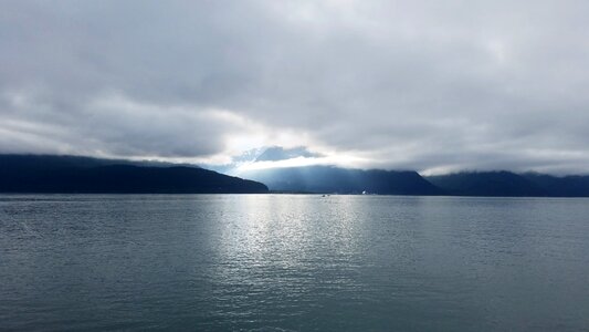 Bay foggy horizon photo
