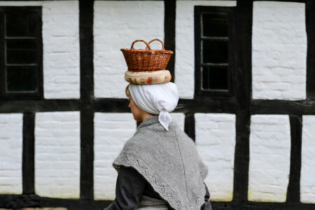 Woman Carrying a Basket on Her Head photo