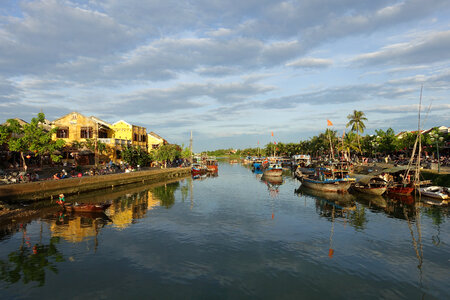 Boats on the River in Hoi An, Vietnam photo